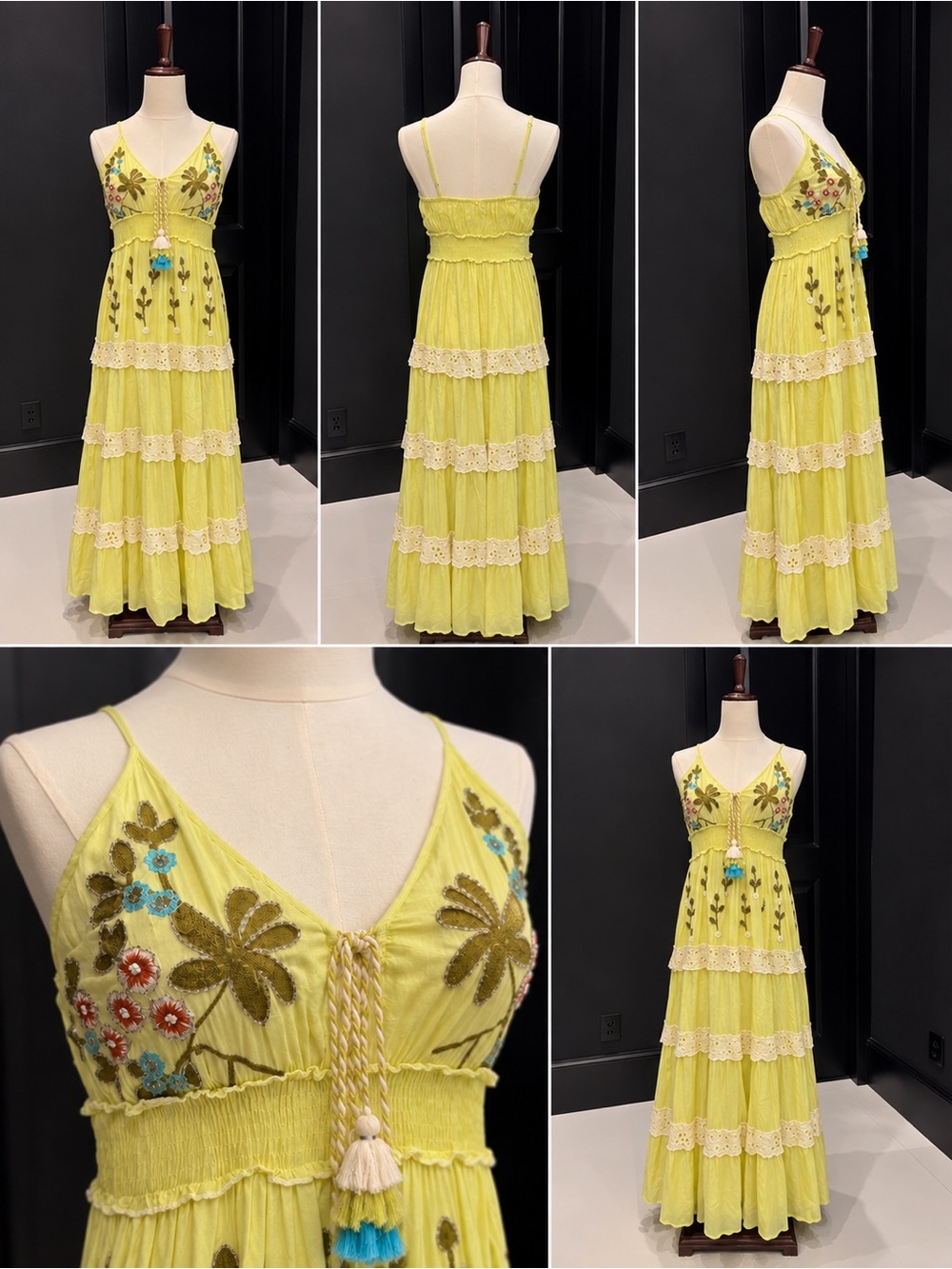 Embroidered Yellow Maxi Dress